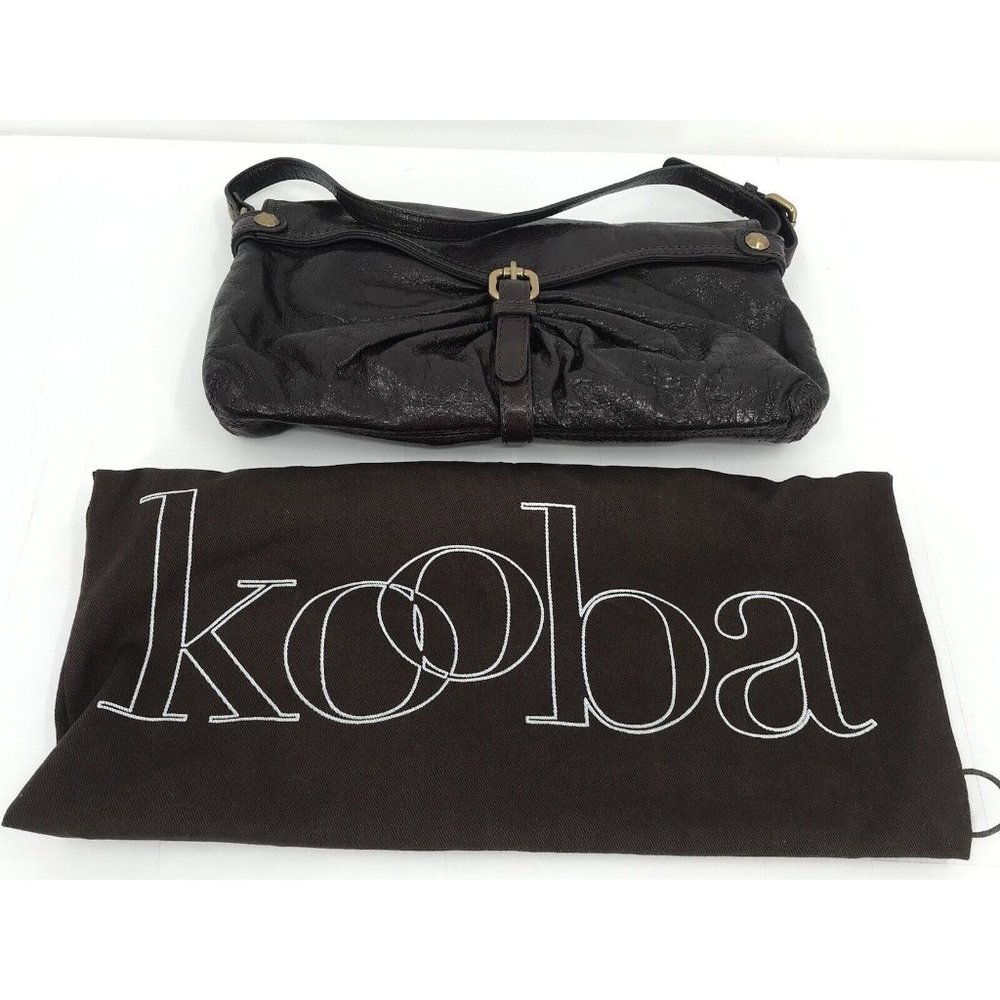 Kooba Purple Leather Small Clutch W/Buckle Handbag With Dustbag‎ Olivia Eggplant